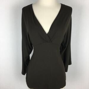 Loft  Brown NWT Babydoll 90s  Knit Faux Wrap Top size Small